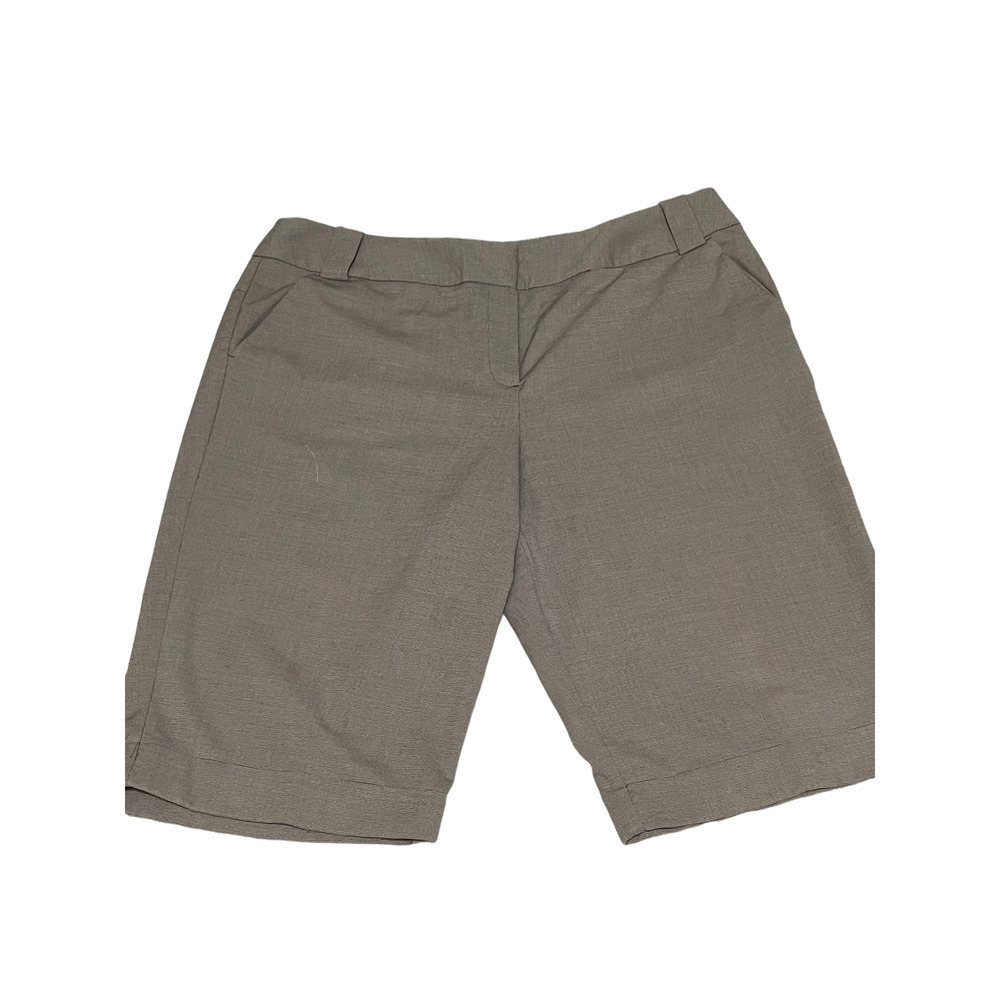 Worthington Short Modern Fit Women's Size 18 Tan Checked Cuffed Bermuda
